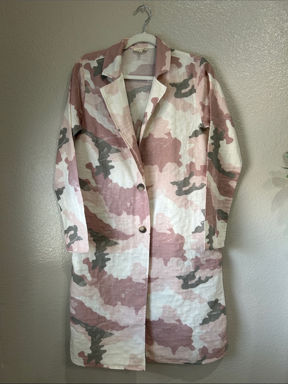 Mystree Soft Pink White Gray Camo Lightweight Cotton Jacket Sz S Casual TC0621